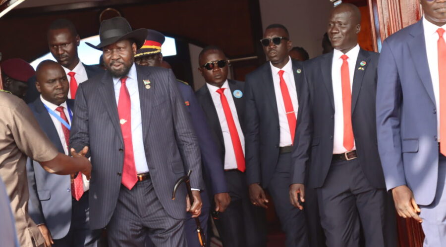 South Sudan President Salva Kiir Mayardit Arrive to receive Pope Francis at Juba International Airport